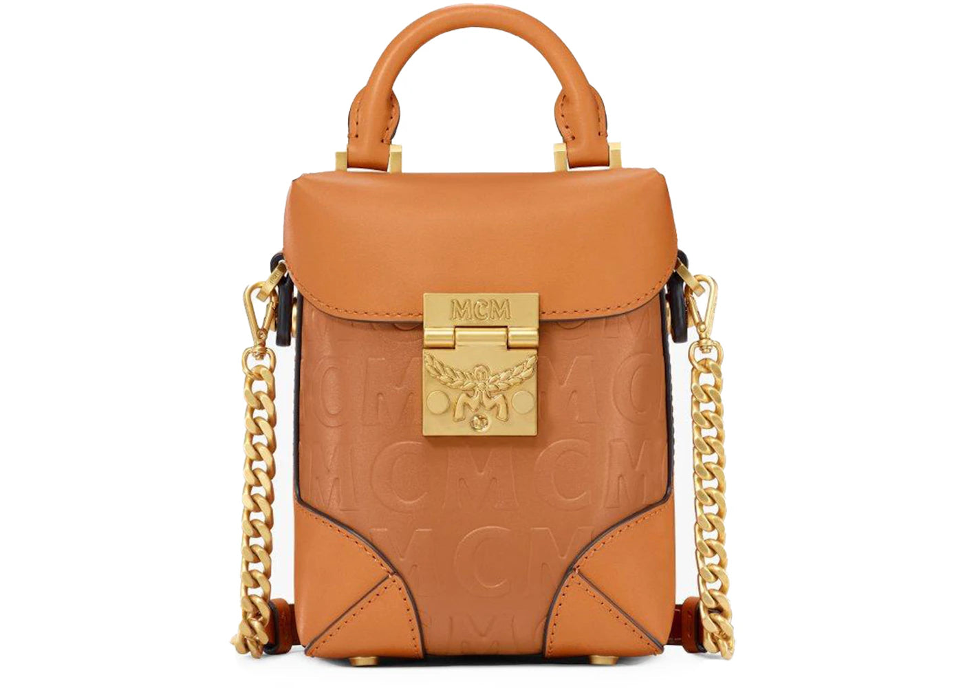 MCM N/S Soft Berlin Crossbody Monogram Visetos Cognac