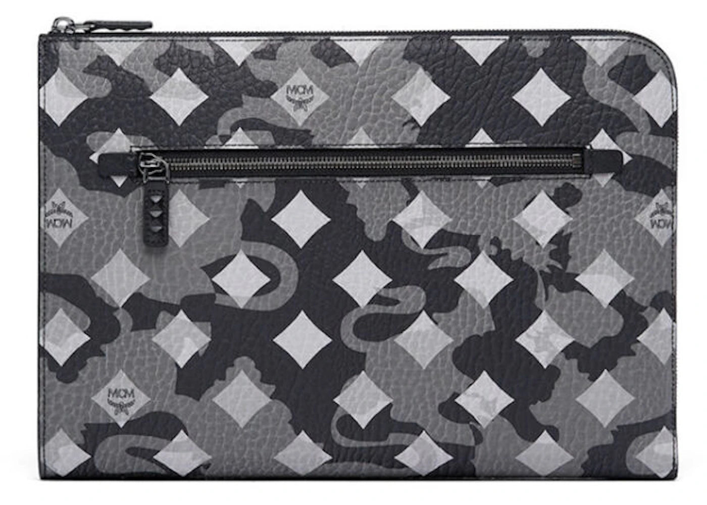 MCM Ottomar Zip Pouch Munich Lion Camo Grey