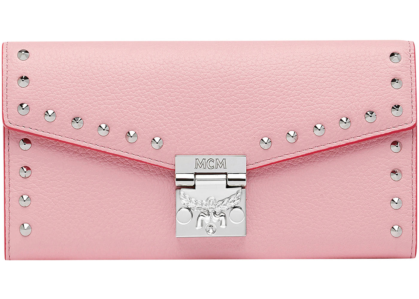 MCM Patricia Crossbody Wallet Studded Outline Large Quartz Pink