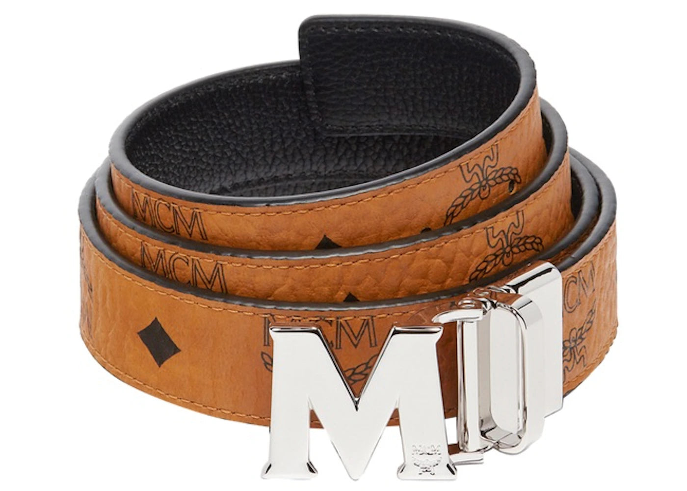 MCM Reversible Belt Visetos 1W 51In/130Cm Cognac