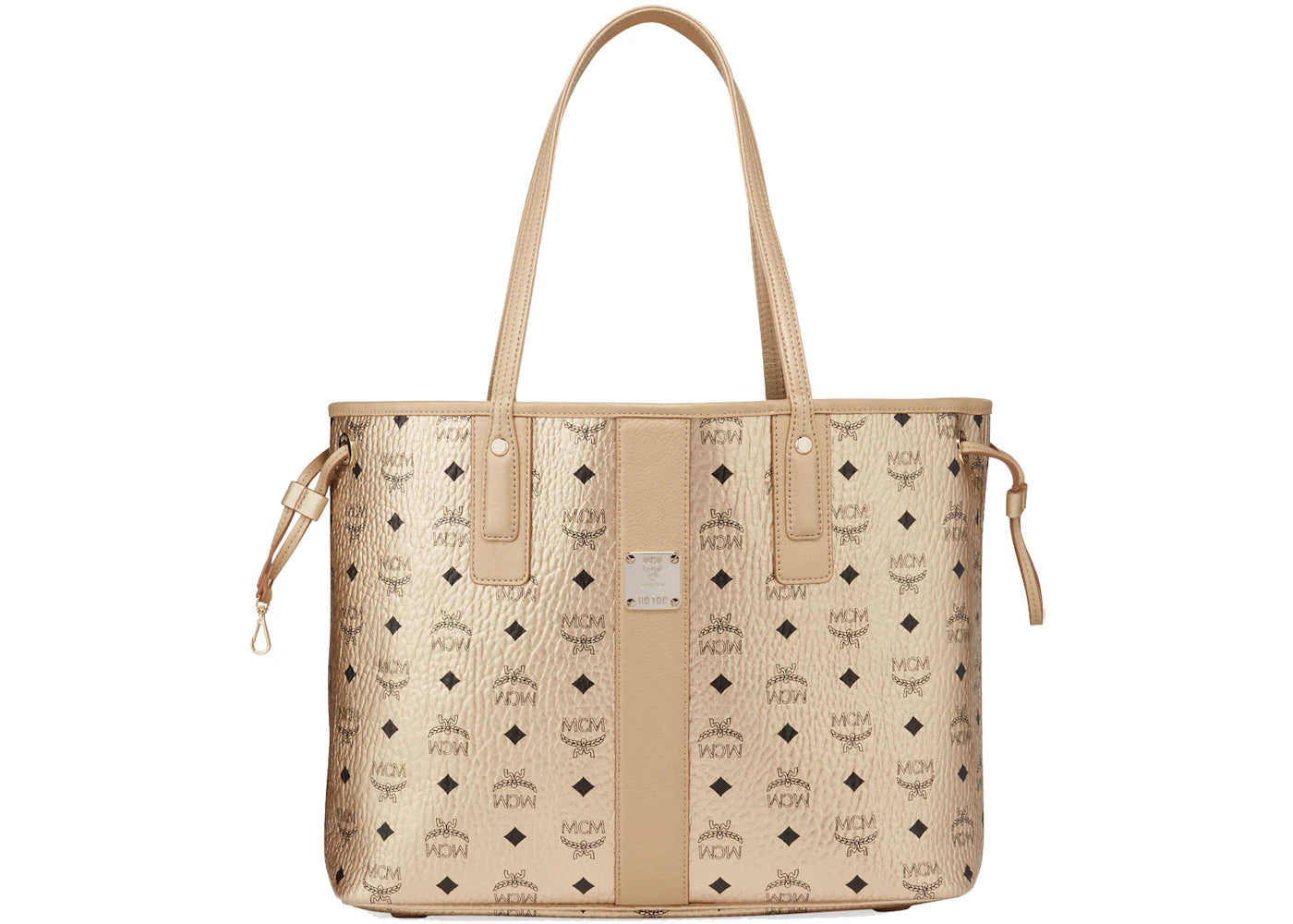 MCM Shopper Tote Bag Visetos Medium Metallic