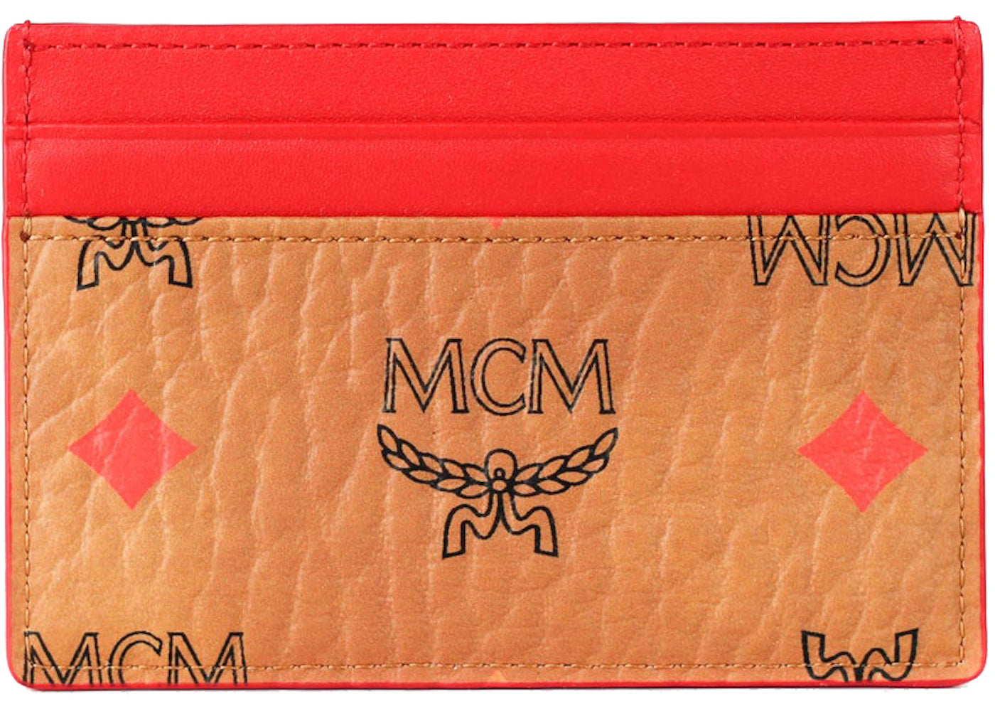 MCM Spectrum Diamond Visetos Card Case Cognac/Red