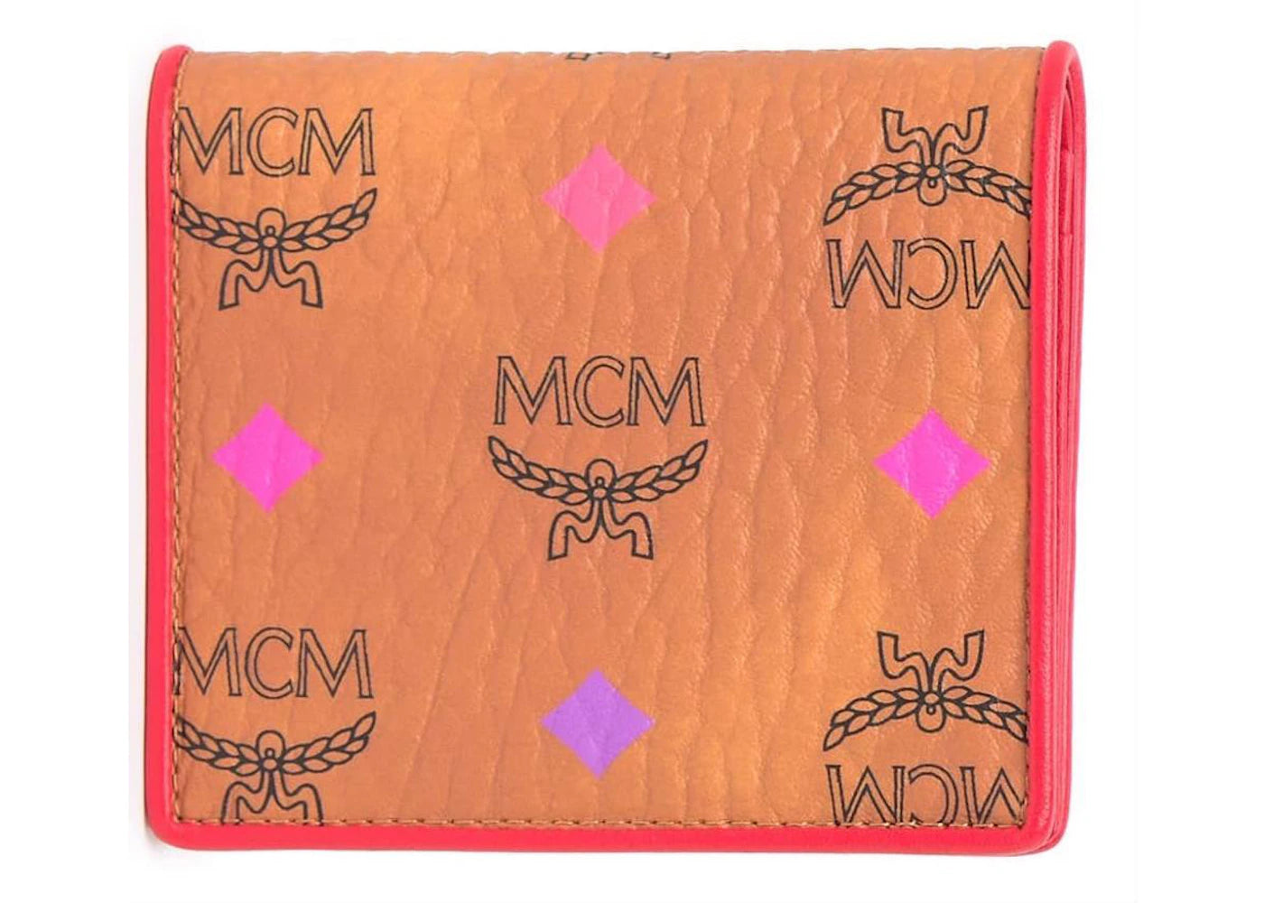 MCM Spectrum Diamond Visetos Card Case Wallet Cognac