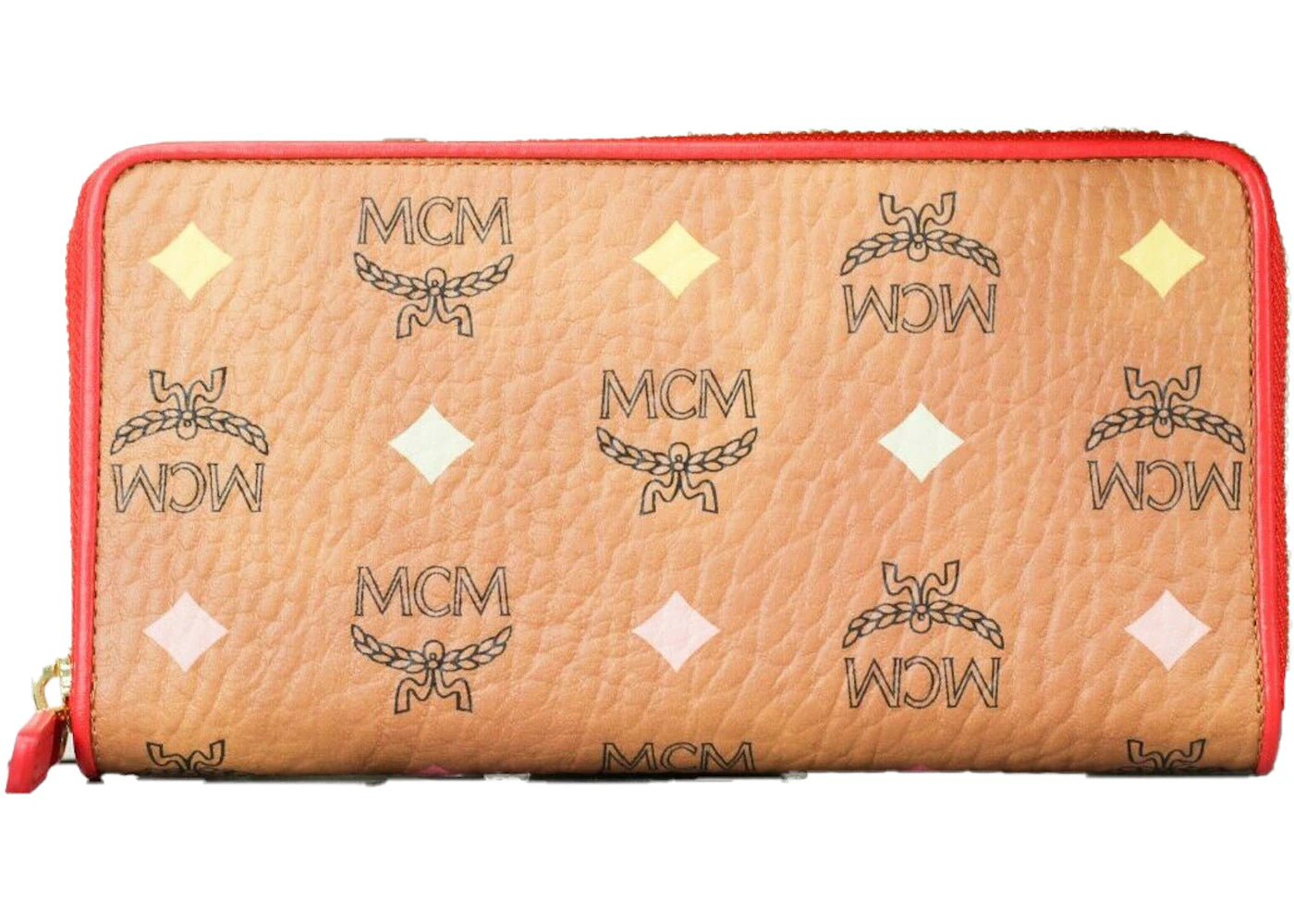 MCM Spectrum Diamond Visetos Wallet Clutch Large Cognac