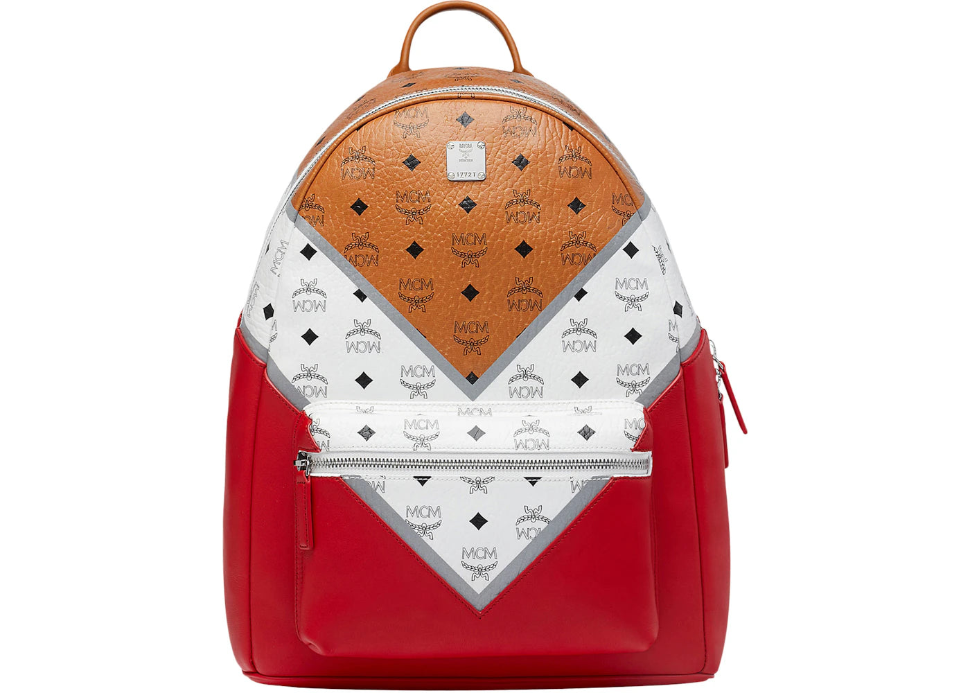 MCM Stark Backpack M Move Visetos Medium Cognac/Viva Red