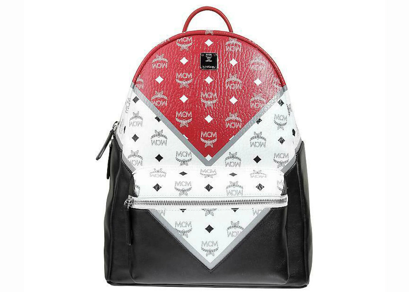 MCM Stark Backpack M Move Visetos Medium Red/White/Black