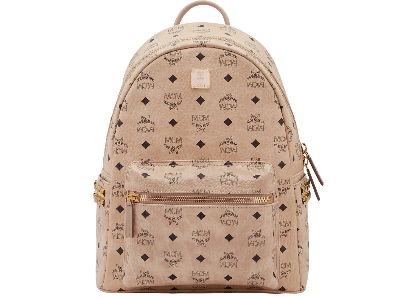 MCM Stark Backpack Visetos Side Studs Beige