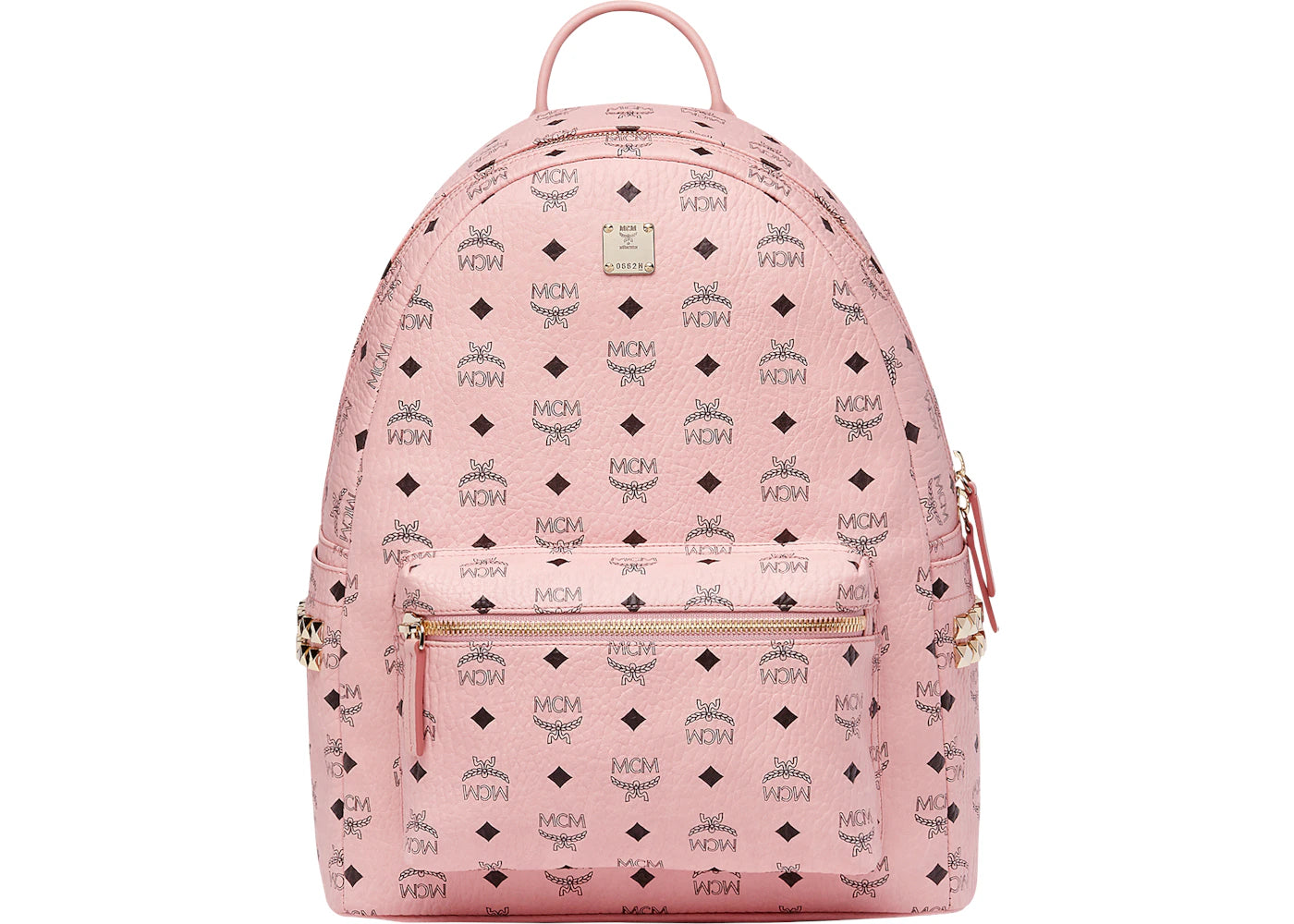 MCM Stark Backpack Visetos Side Studs Medium Soft Pink