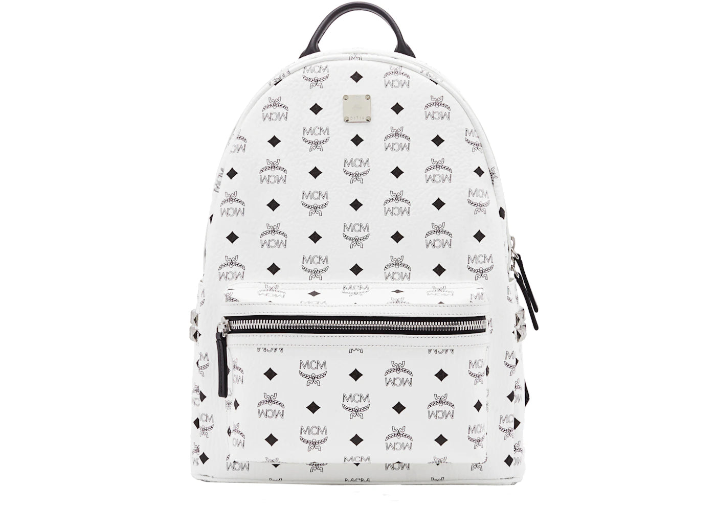 MCM Stark Backpack Visetos Side Studs Medium White