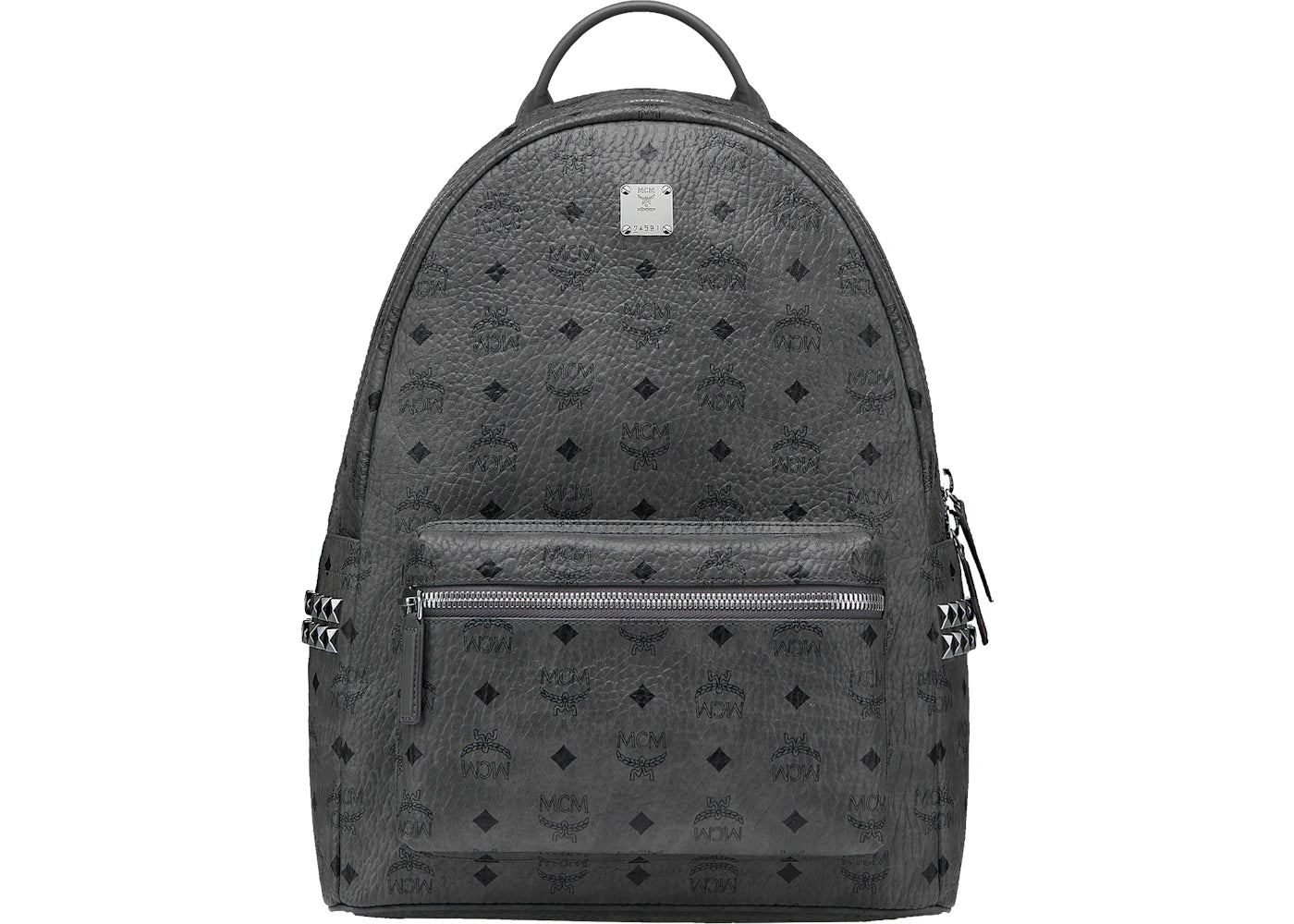 MCM Stark Backpack Visetos Side Studs Phantom Grey