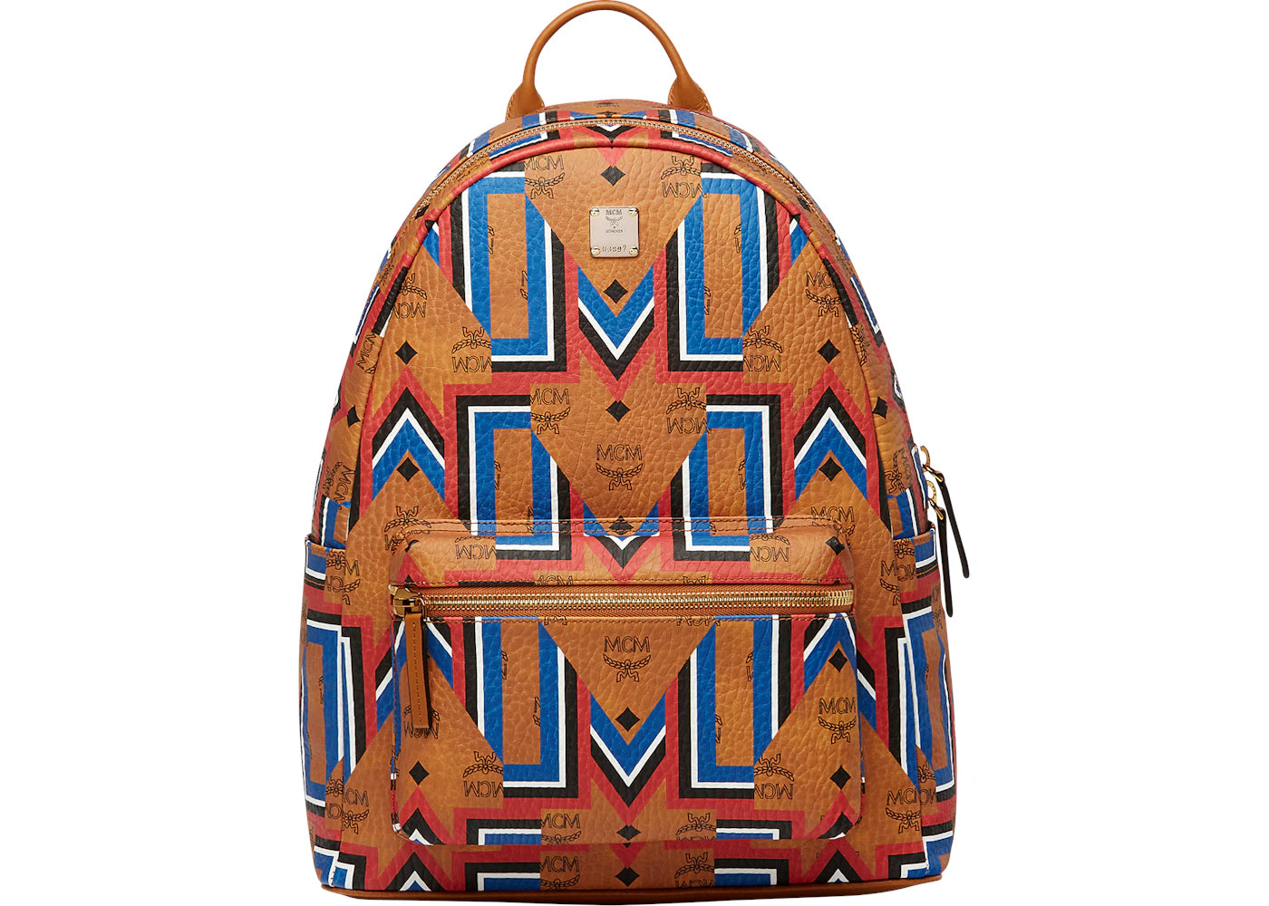 MCM Stark Backpack Visetos Gunta M Stripe Cognac