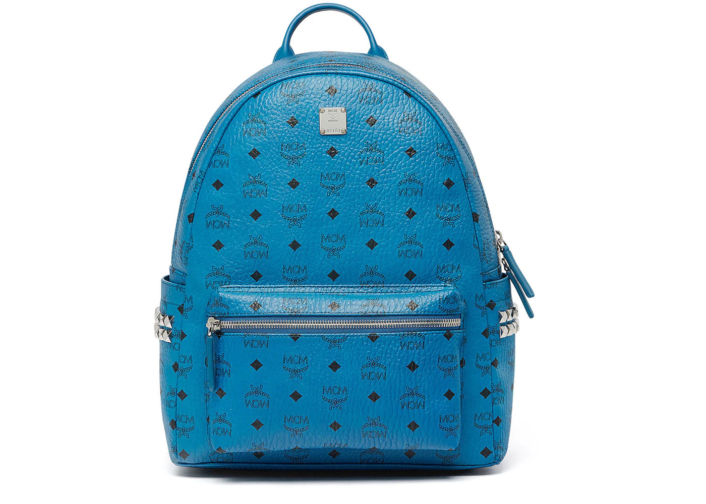 MCM Stark Backpack Visetos Side Studs Medium Munich Blue