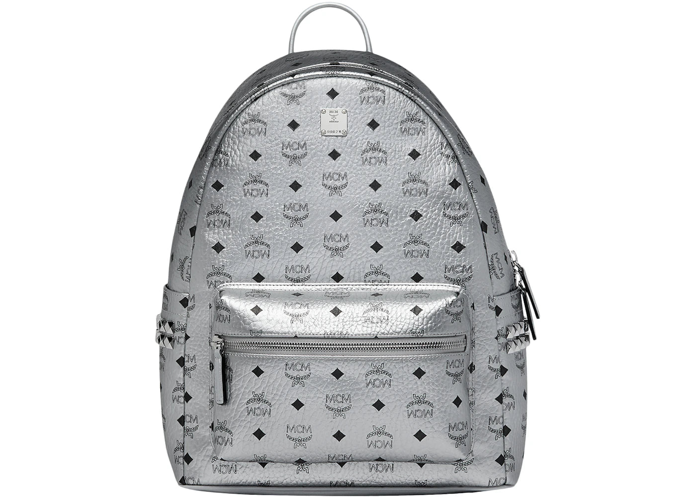 MCM Stark Backpack Visetos Side Studs Medium Berlin Silver