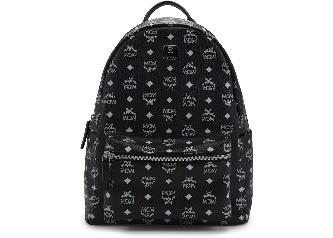 MCM Stark Backpack Visetos White Logo Medium Black