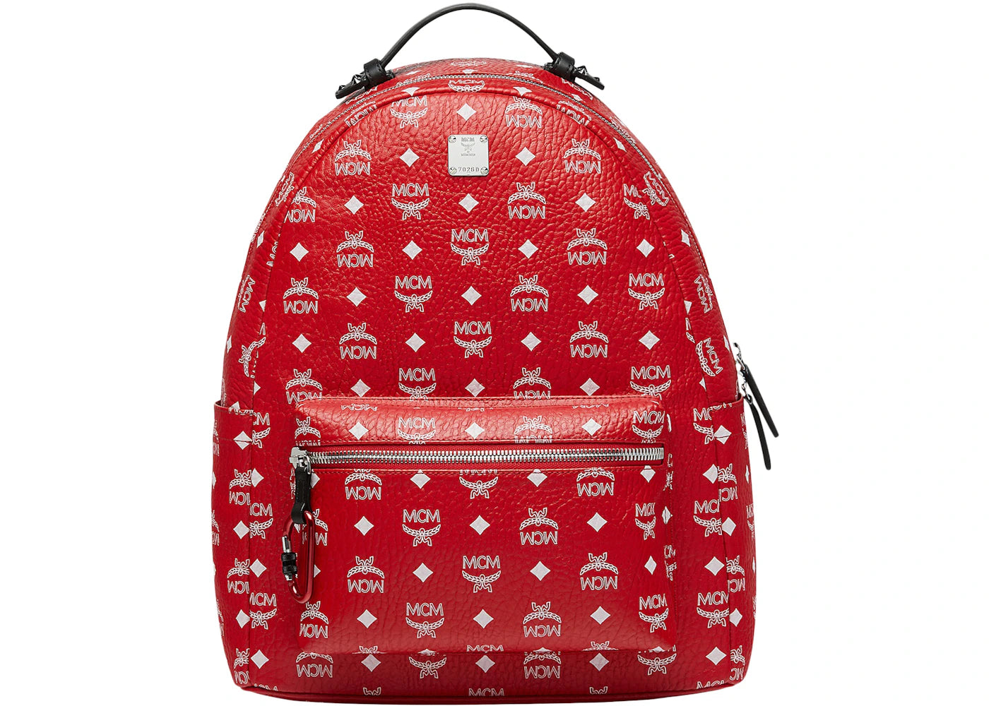 MCM Stark Backpack White Visetos Viva Red