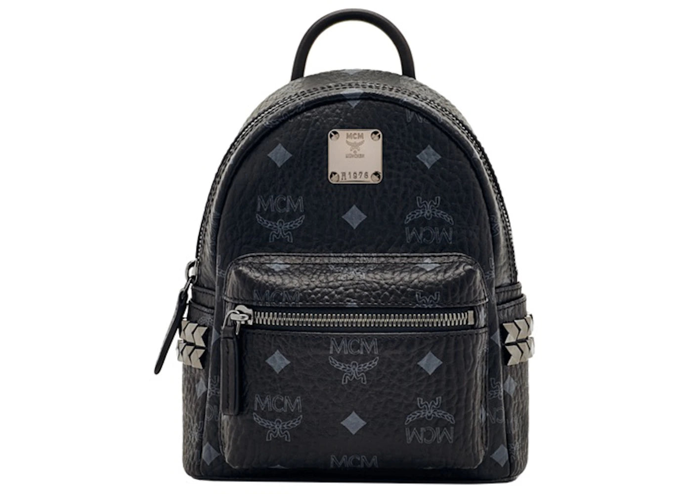 MCM Stark Bebe Boo Backpack Visetos Side Studs X-Mini Black