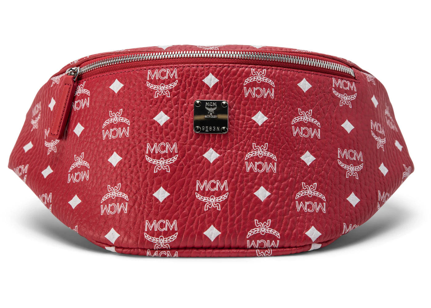 MCM Stark Belt Bag Visetos Medium Ruby Red/White