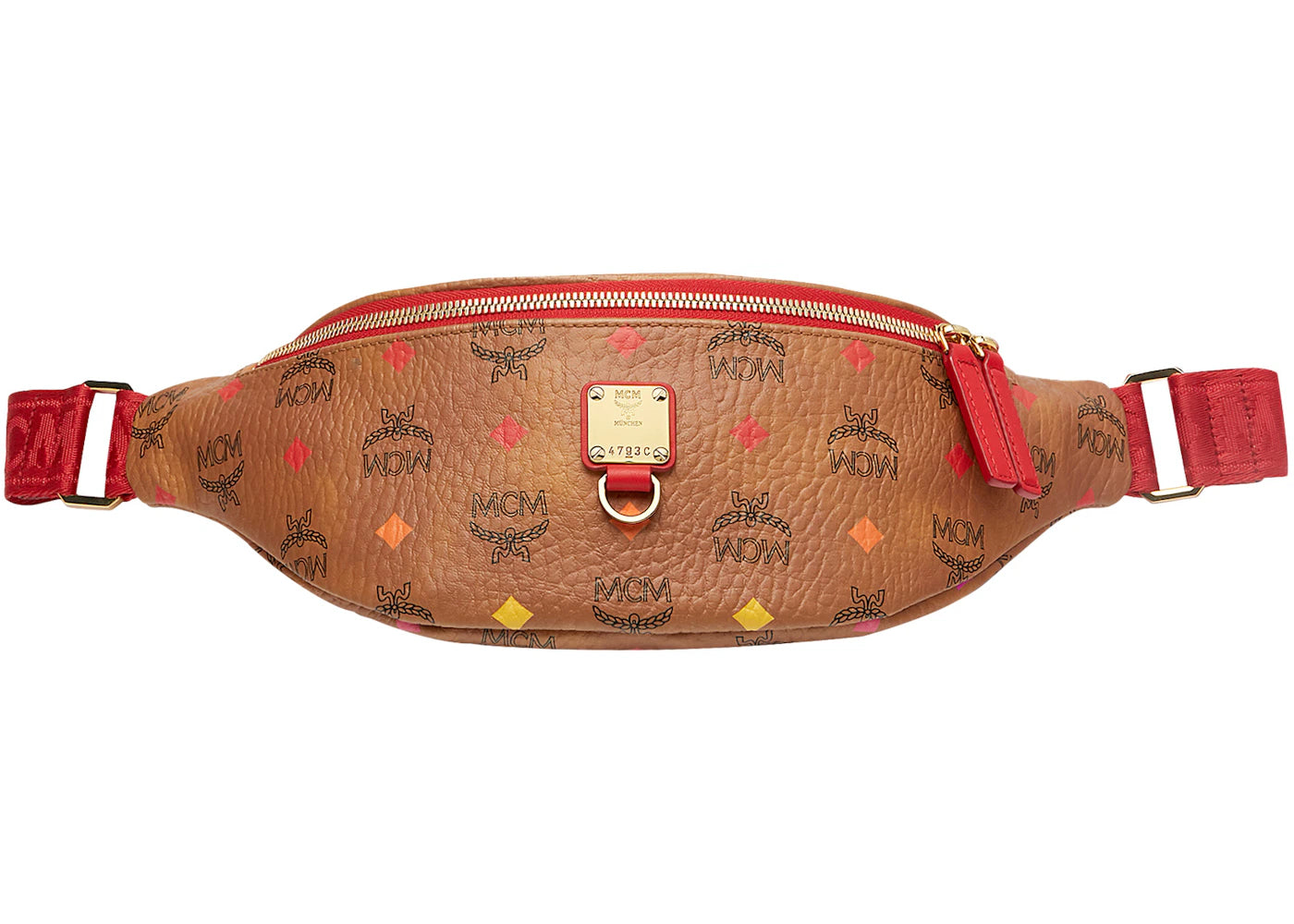 MCM Stark Belt Bag Visetos Skyoptic Small Cognac