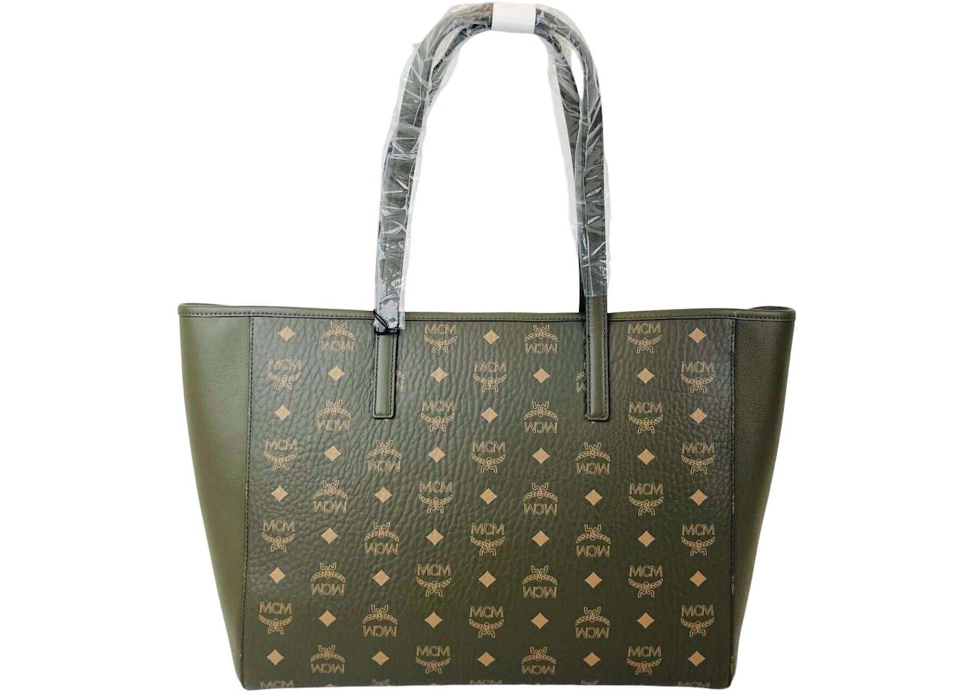 MCM Tote Medium Visetos Green Sea Turtle