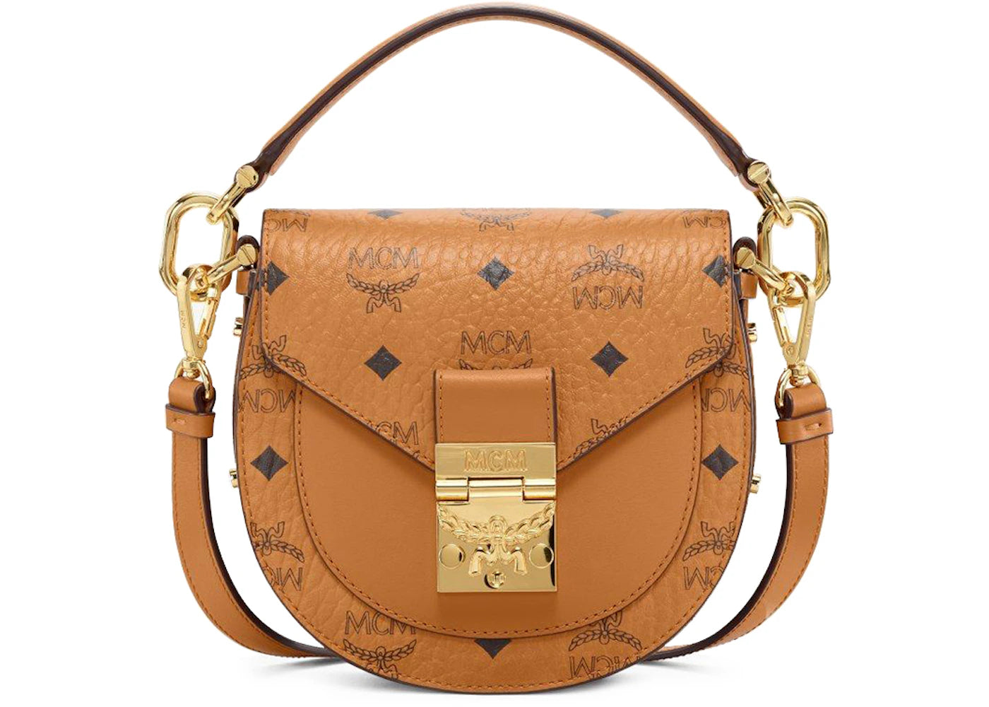 MCM Tracy Shoulder Bag Mini Visetos Cognac