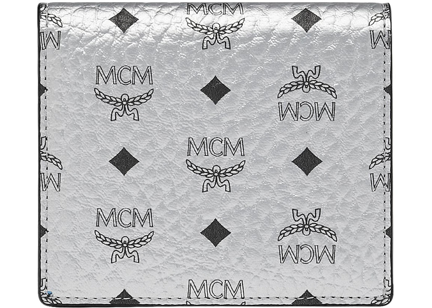 MCM Two Fold Flat Wallet Visetos Original Mini Berlin Silver