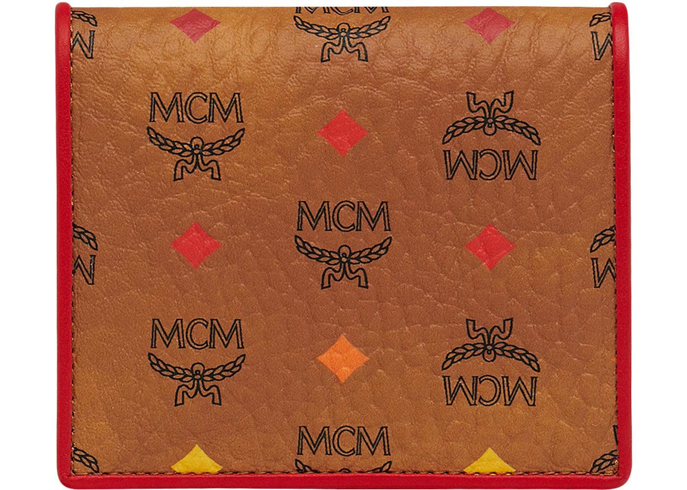 MCM Two Fold Flat Wallet Visetos Skyoptic Mini Cognac