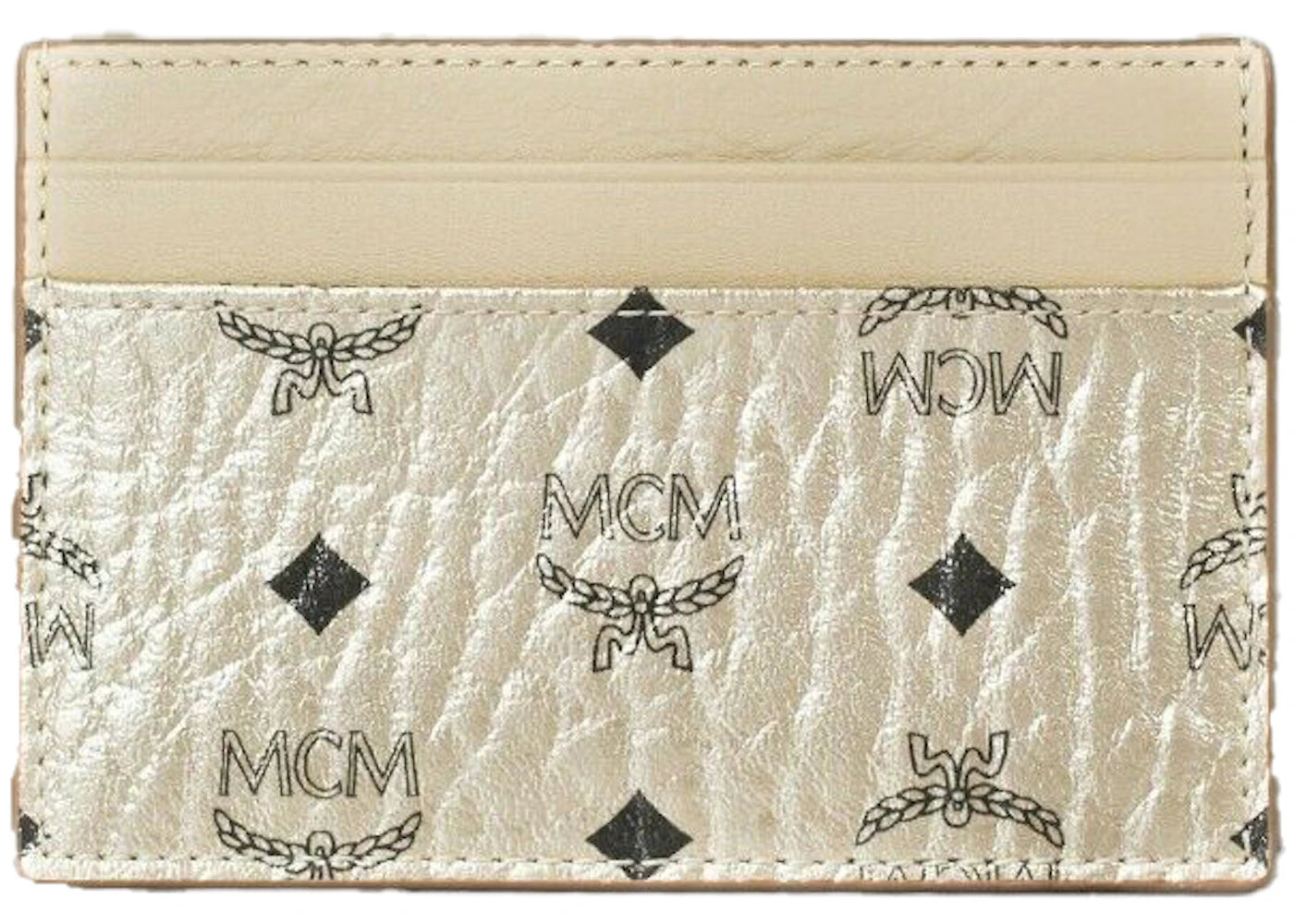 MCM Visetos Card Case Wallet Mini Gold