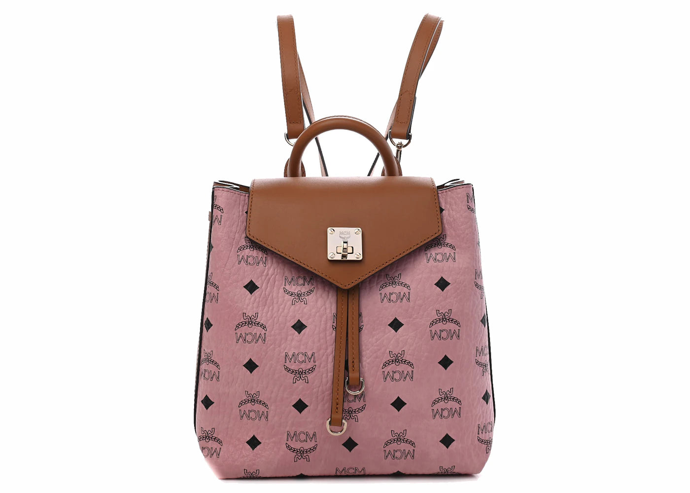 MCM Visetos Essential Backpack Small Pink/Cognac