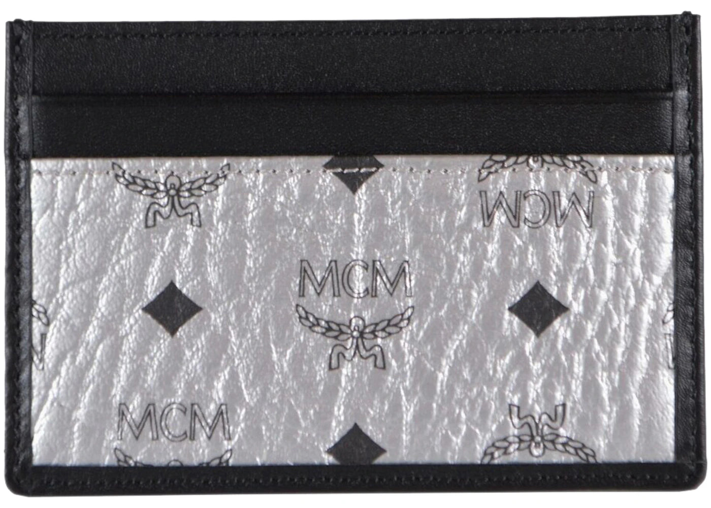 MCM Visetos Mini Card Case Wallet Silver