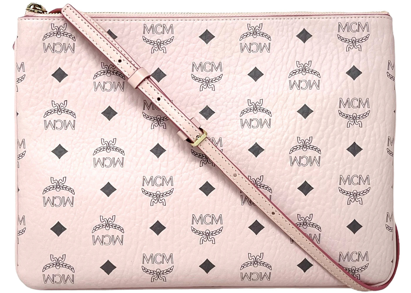 MCM Visetos Monogram Logo Crossbody Bag Pink