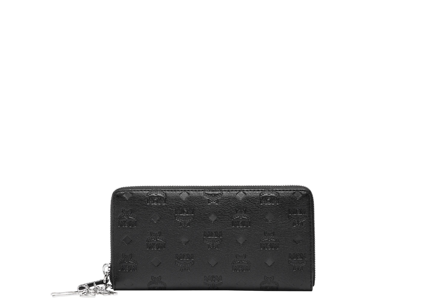 MCM Zip Around Wallet Visetos Charm Large Black