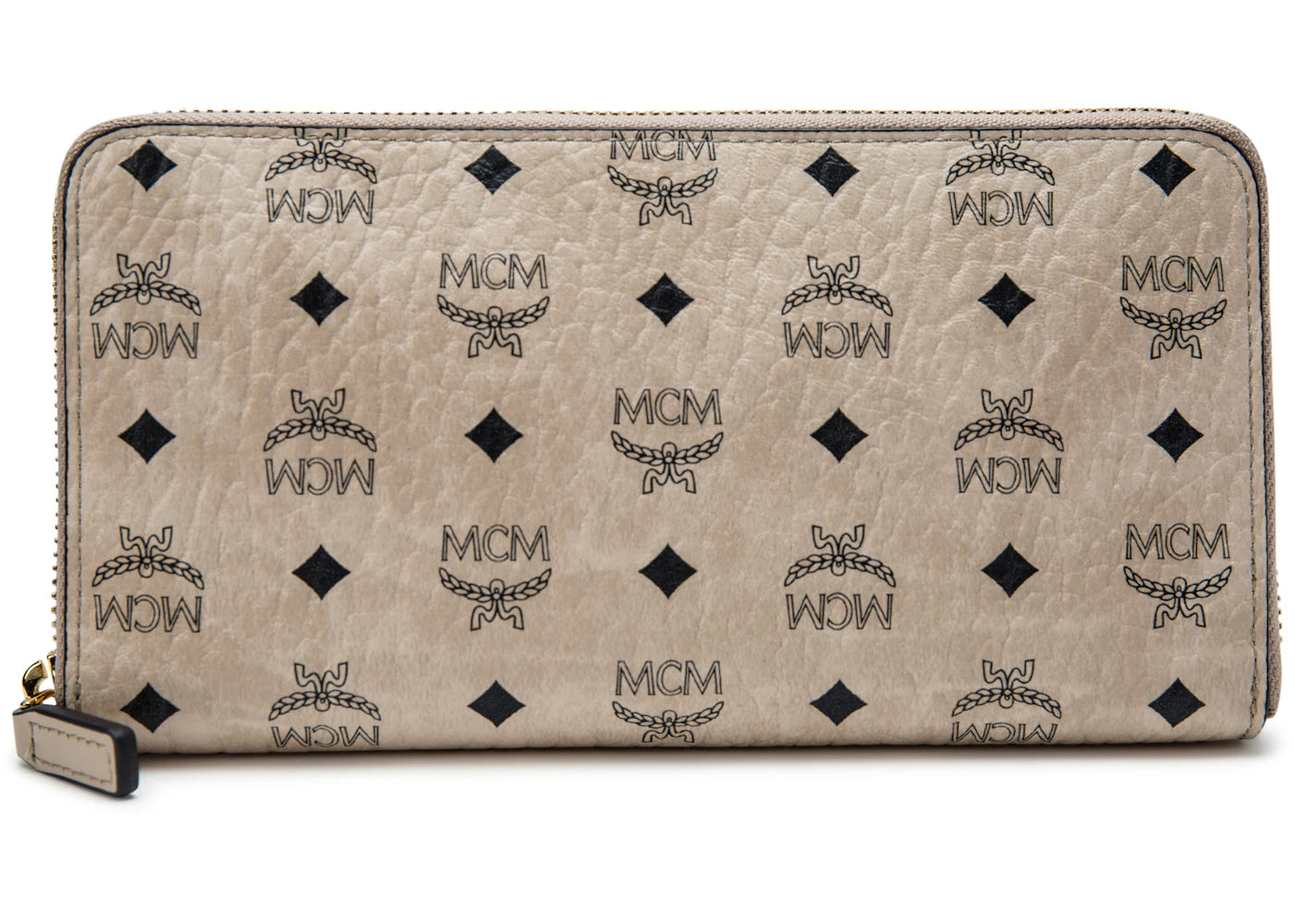 MCM Zip Around Wallet Visetos Large Beige