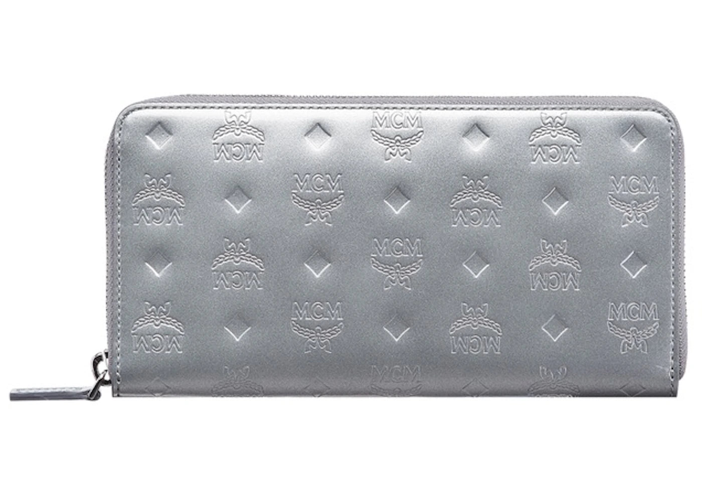 MCM Zip Around Wallet Large Silver