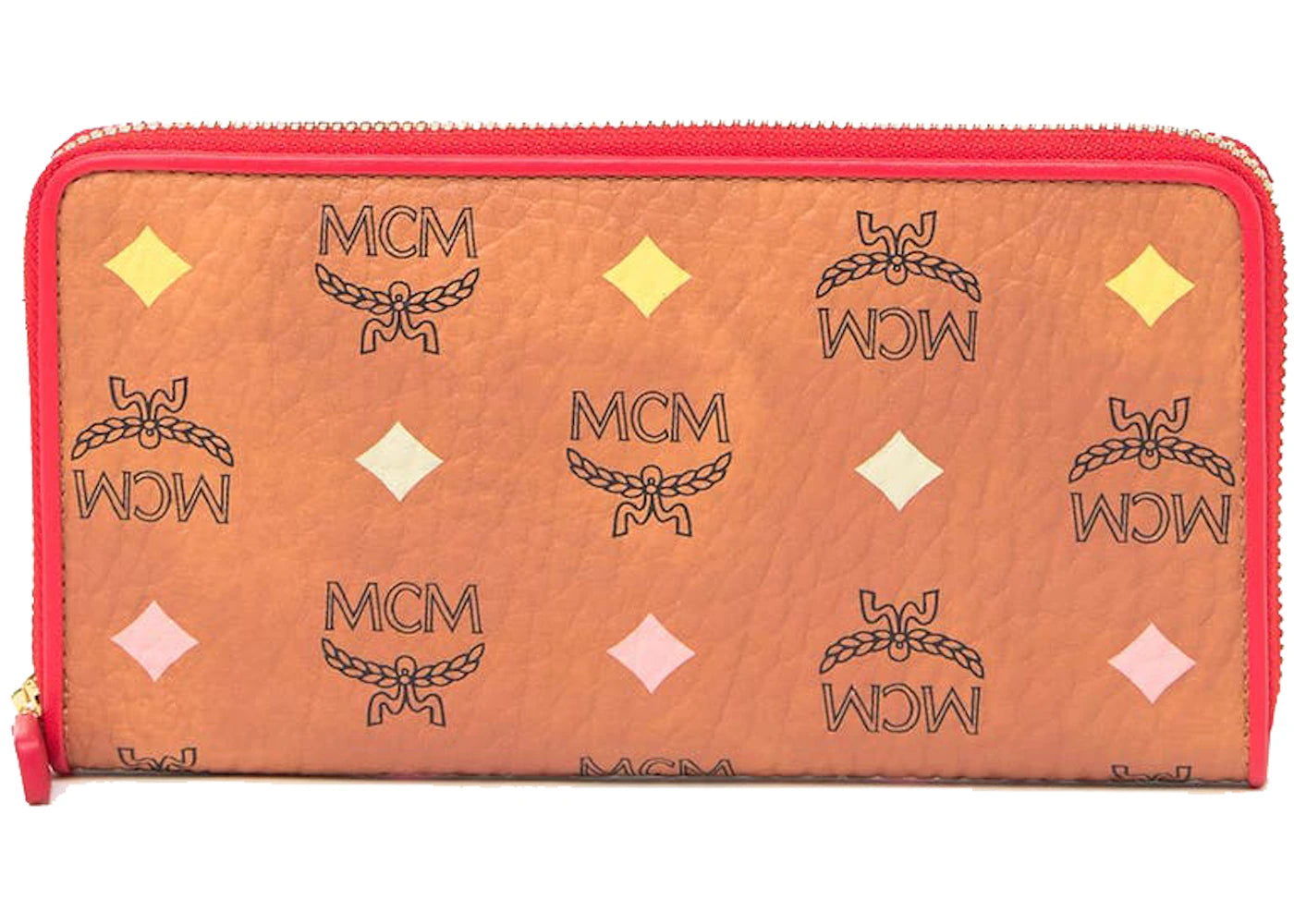 MCM Zip Around Wallet Visetos Skyoptic Large Viva Red