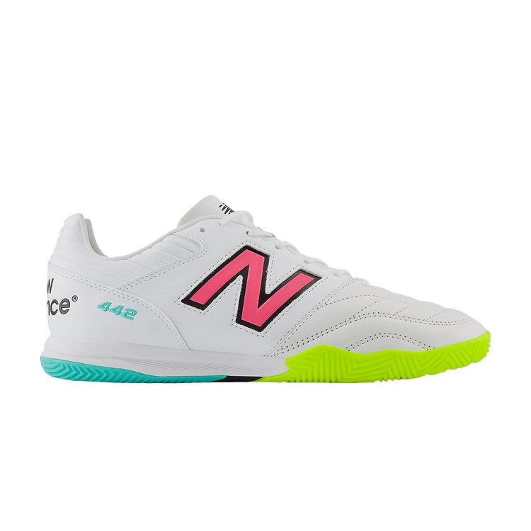 New Balance 442 Pro Indoor v2 White Hi-Lite Neon Pink