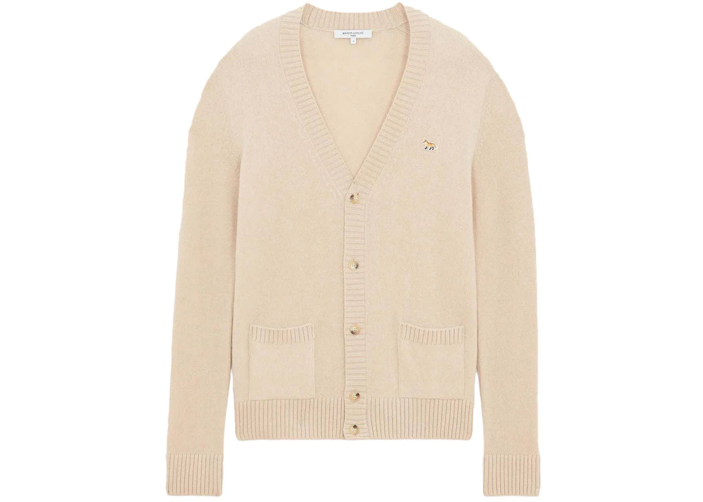 Maison Kitsune Baby Fox Patch Cosy Cardigan Beige