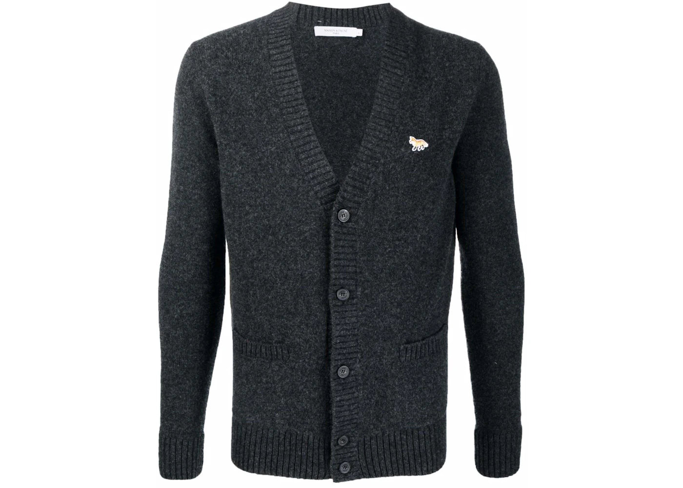 Maison Kitsune Baby Fox Patch Cosy Cardigan Dark Grey