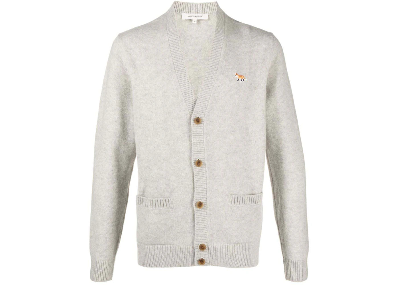 Maison Kitsune Baby Fox Patch Regular Cardigan Light Grey