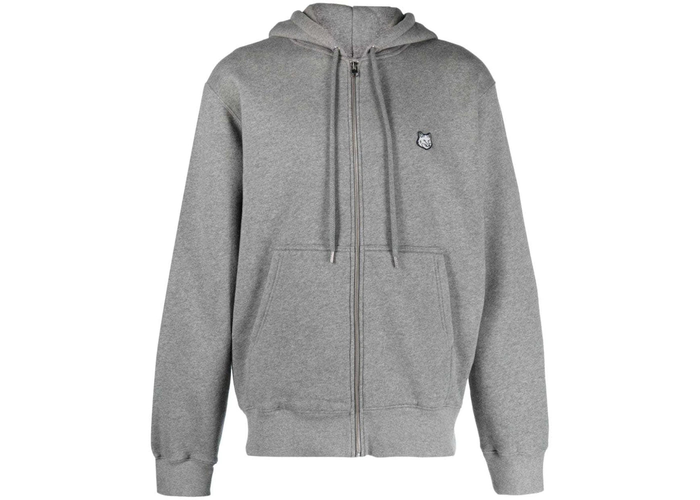 Maison Kitsune Bold Fox Head Patch Comfort Zipped Hoodie Medium Grey