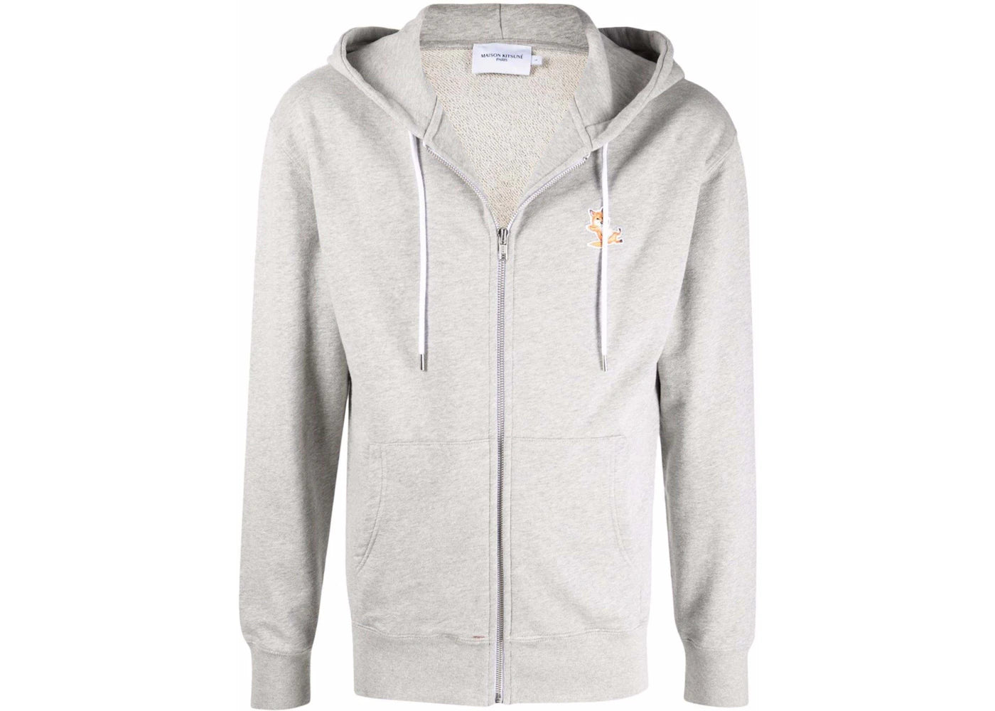 Maison Kitsune Chillax Fox Patch Zipped Hoodie Grey Mel