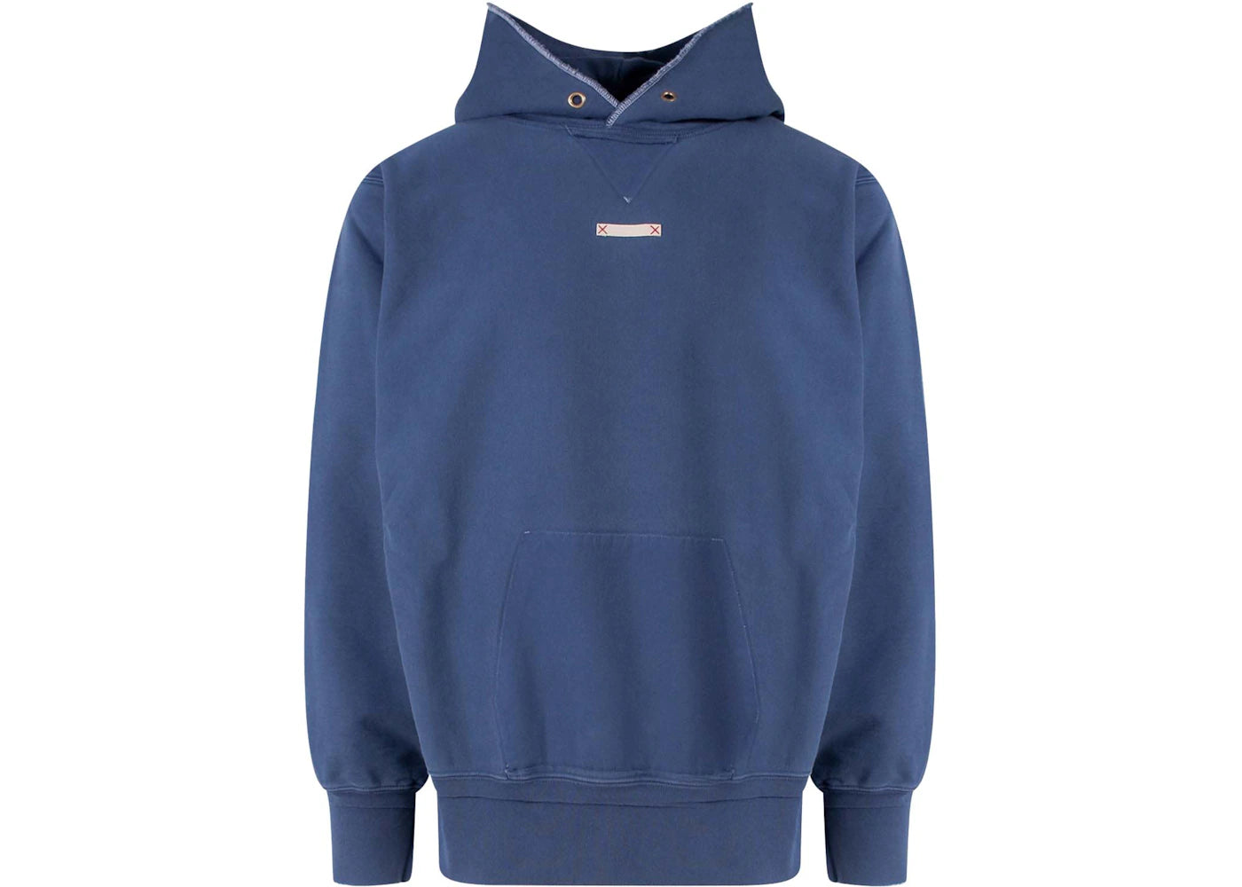 Maison Margiela Man Cotton Frontal Patch Sweatshirt Blue