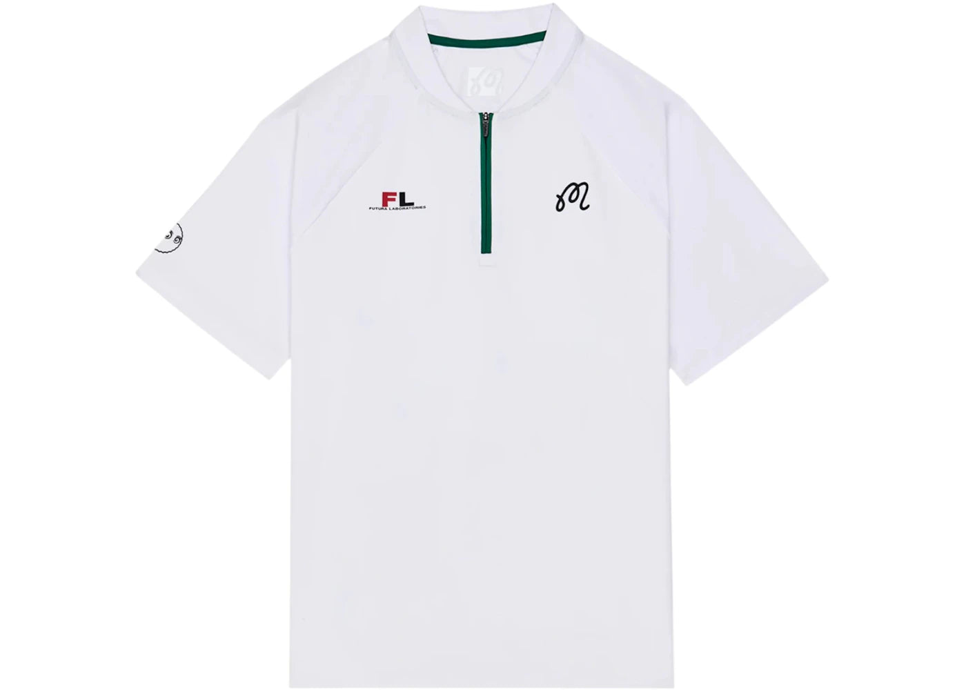 Malbon Golf x Futura Zip Raglan Blade Polo White