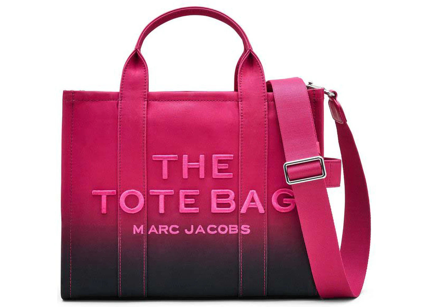 Marc Jacobs The Medium Tote Ombre Canvas Black Hot Pink
