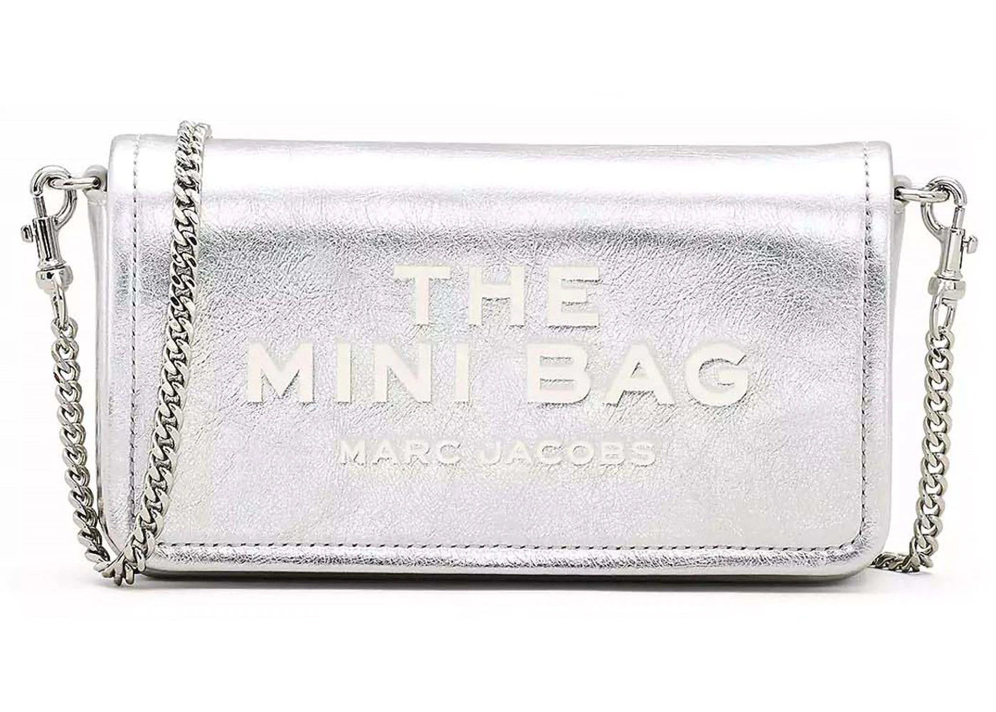 Marc Jacobs The Metallic Leather Chain Mini Shoulder Bag Silver