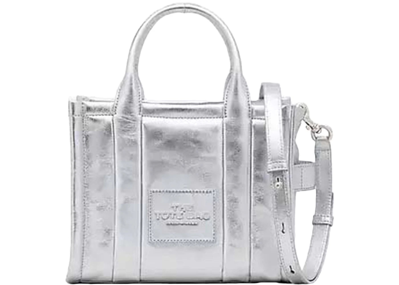 Marc Jacobs The Metallic Leather Small Tote Bag Silver