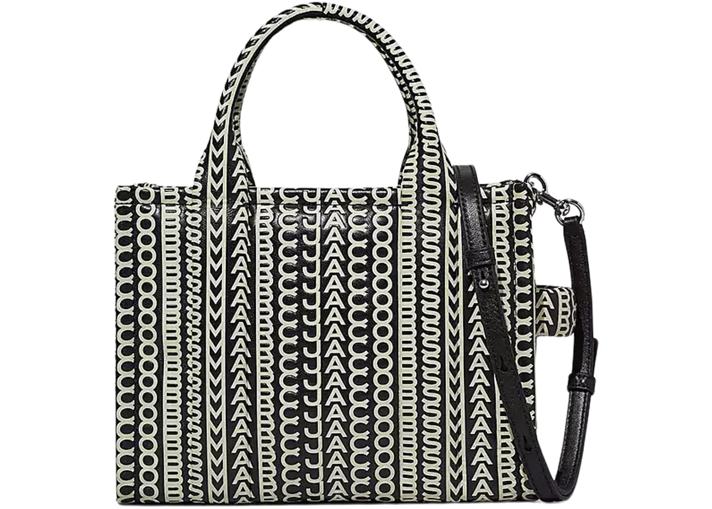 Marc Jacobs The Monogram Leather Small Tote Black/White
