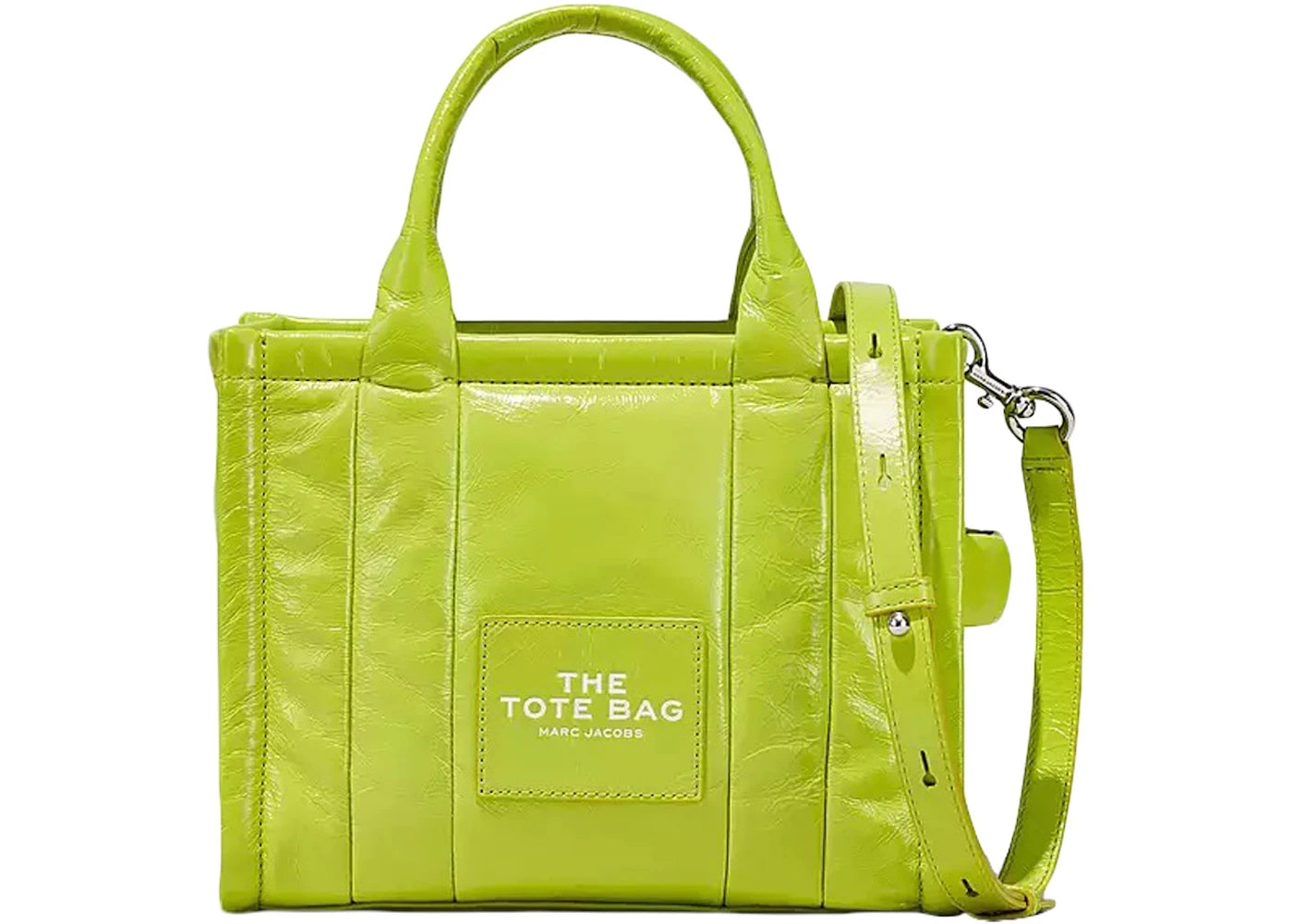 Marc Jacobs The Shiny Crinkle Small Tote Acid Lime