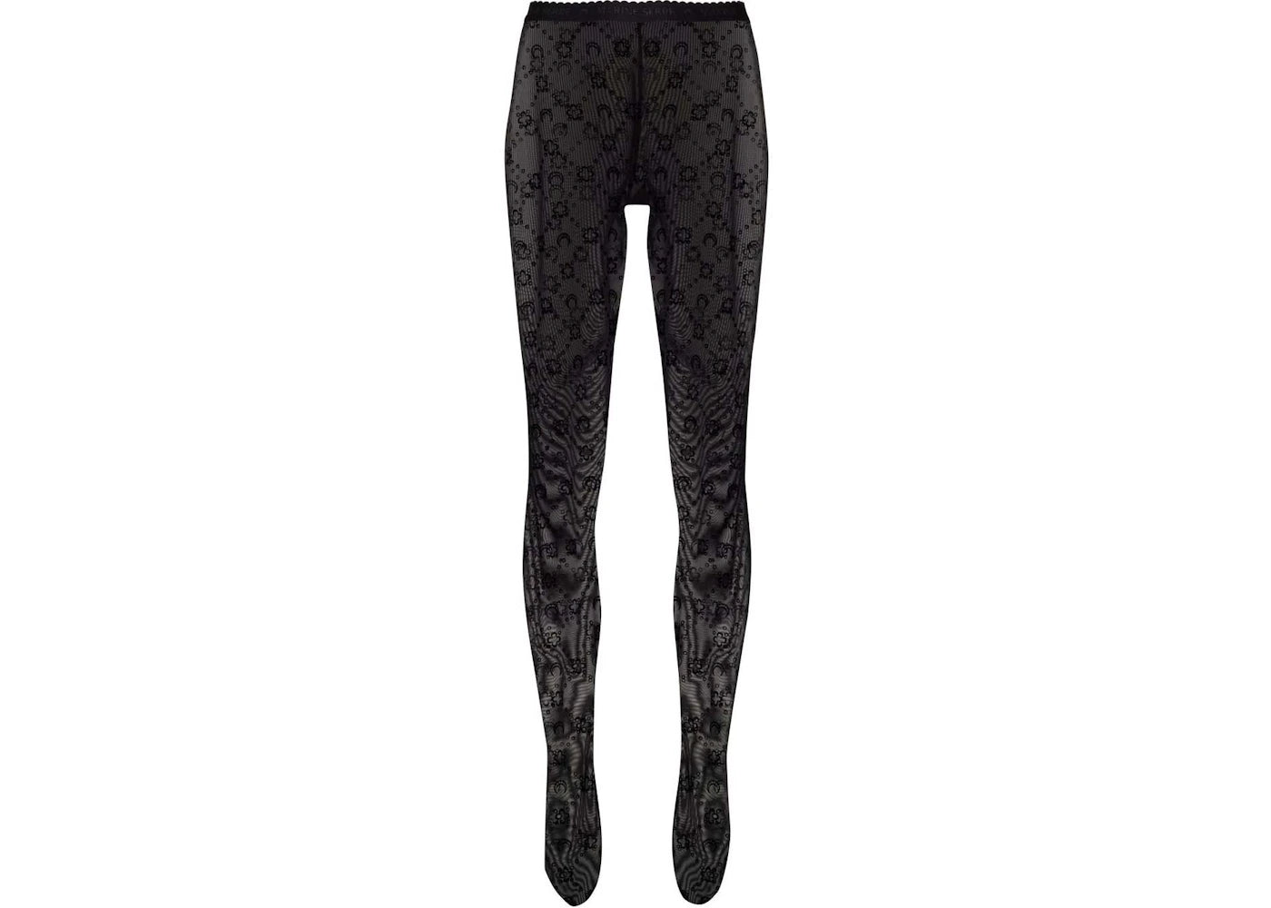 Marine Serre Crescent Moon-Print Tights Black