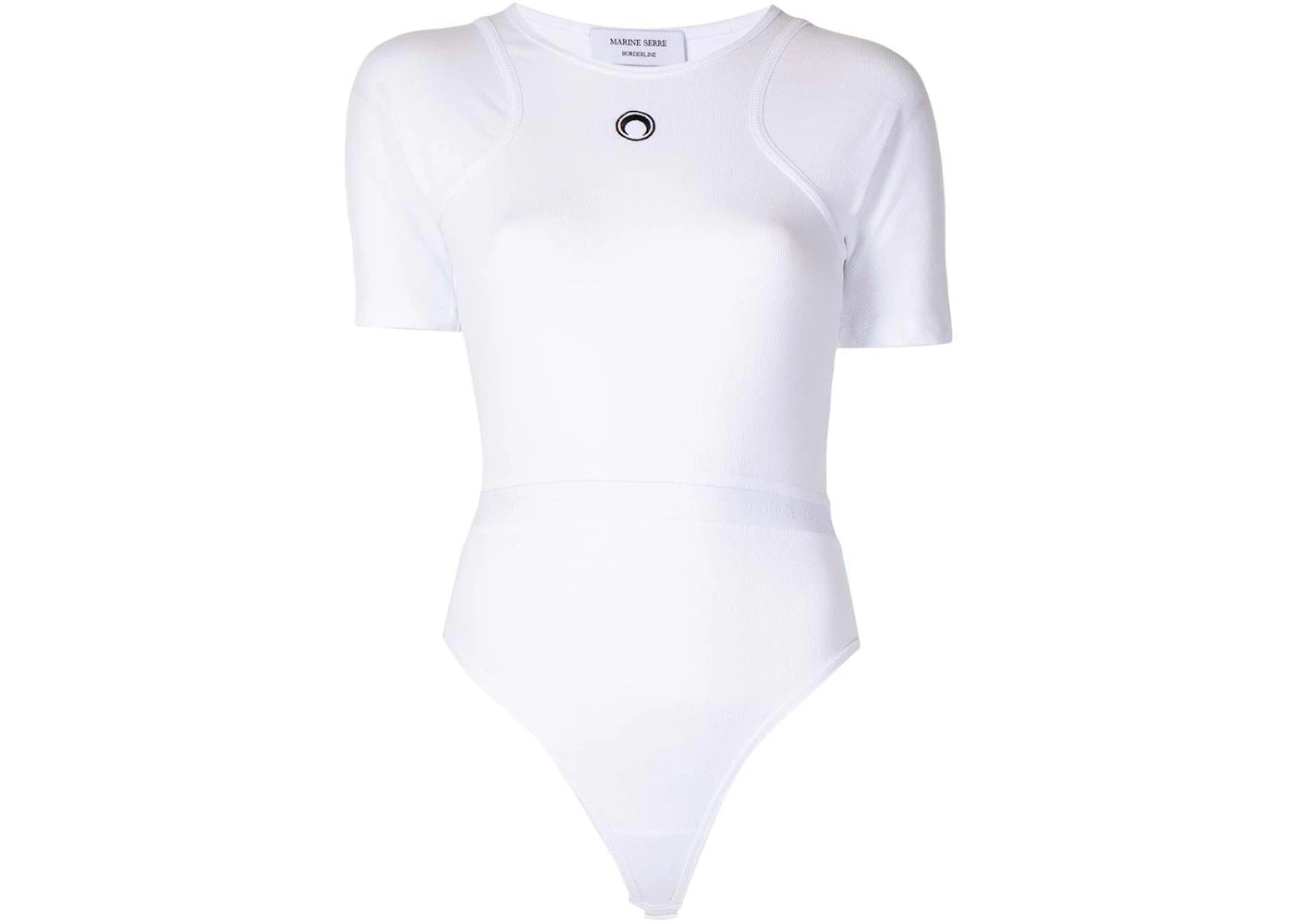 Marine Serre Crescent Moon Short-Sleeve Bodysuit White