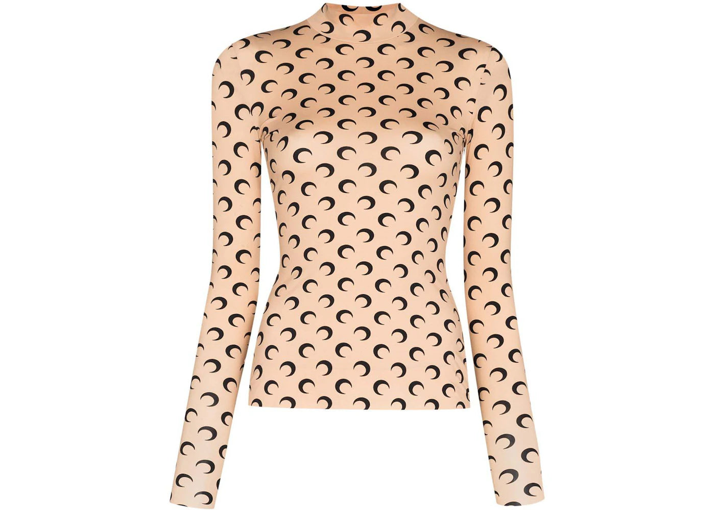 Marine Serre Logo-Print Turtleneck T-shirt Beige